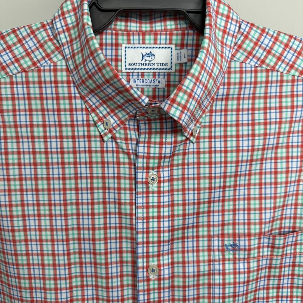 Southern Tide Intercoastal Performance Stretch Button Down Shirt Mens L Plaid